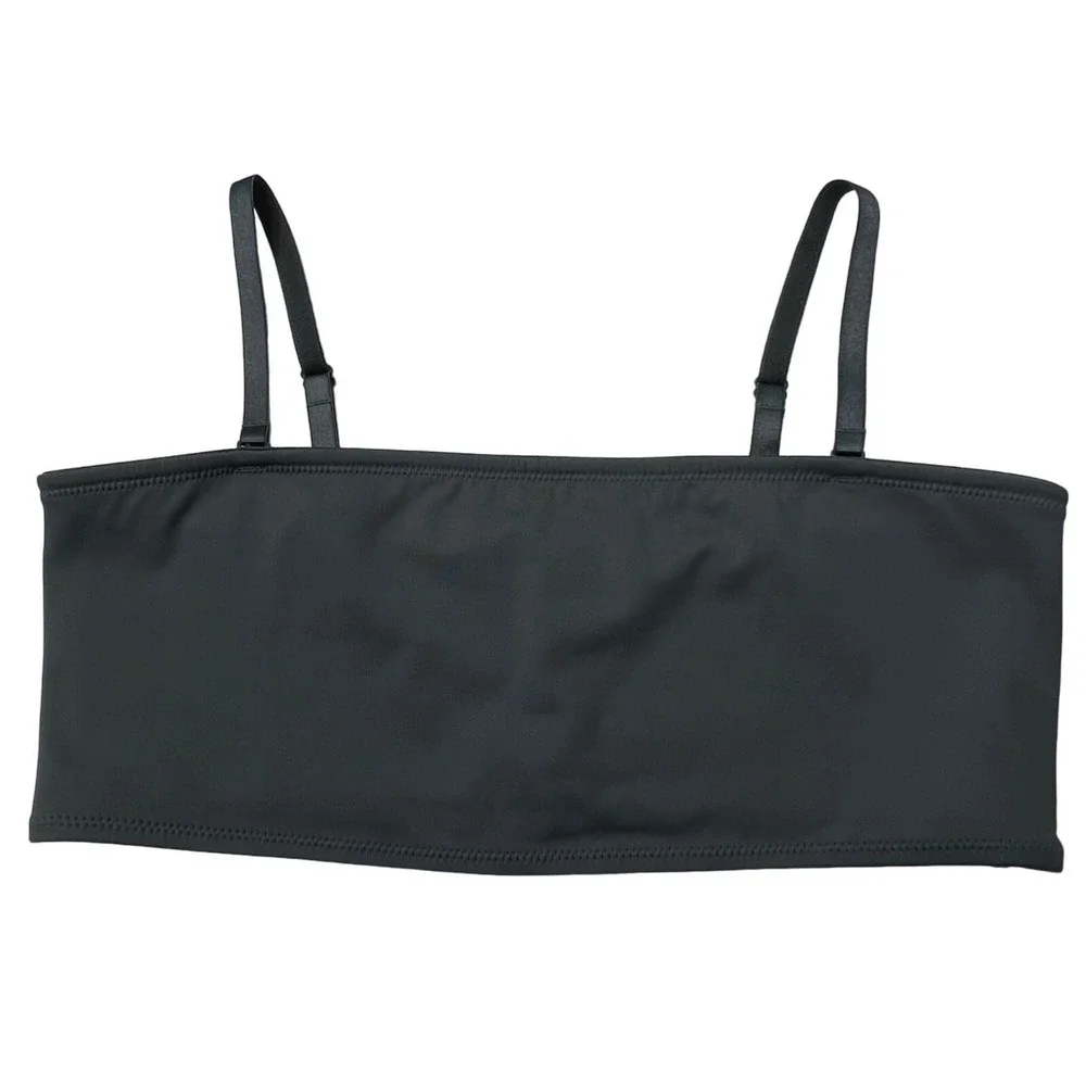 SKIMS Shaping Swim‎ Bandeau Top + Dipped Bikini Bottom Gunmetal Womens 2X